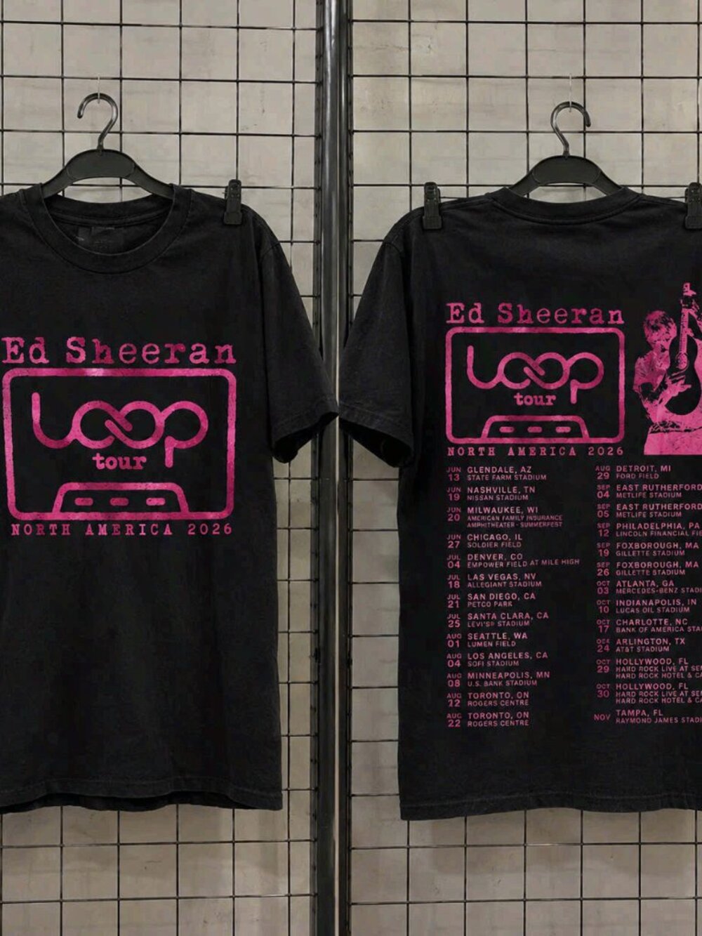 Ed Sheeran Loop Tour North America 2026 Band Merch Black Tee